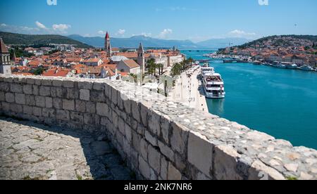 Trogir Città Vecchia, ponti e Castello, Croazia Foto Stock