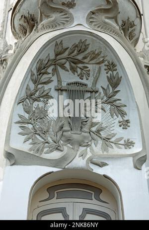 Dettaglio architettonico del Teatro Municipale in stile art nouveau di Tunisi Foto Stock