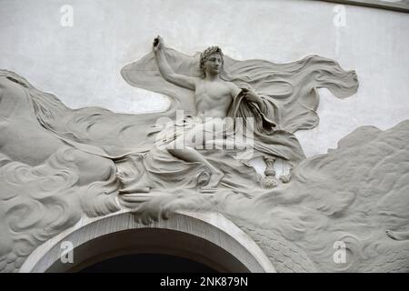 Dettaglio architettonico del Teatro Municipale in stile art nouveau di Tunisi Foto Stock