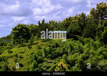 La casa di Jhum è un alloggio temporaneo per vivere. Questa foto è stata scattata da Meghla, Bandarban, Chittagong, Bangladesh. Foto Stock