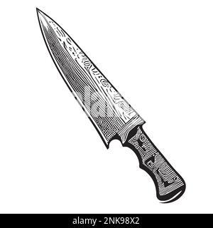 Coltello disegnata a mano schizzo Vector Illustration cucina cucinata Illustrazione Vettoriale