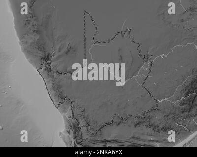 Capo Settentrionale, provincia del Sudafrica. Mappa in scala di grigi con laghi e fiumi Foto Stock