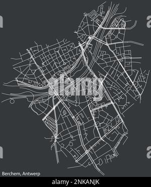 Mappa delle strade del QUARTIERE BERCHEM, ANVERSA Illustrazione Vettoriale