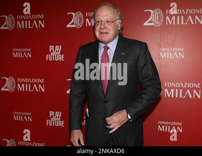 23 febbraio 2023, Milano, Lombardia, Italia: Il Presidente dell'AC Milan PAOLO SCARONI partecipa alla cena di Gala che si tiene per celebrare il 20th° anniversario della Fondazione Milano (Credit Image: © Mickael Chavet/ZUMA Press Wire) SOLO PER USO EDITORIALE! Non per USO commerciale! Foto Stock