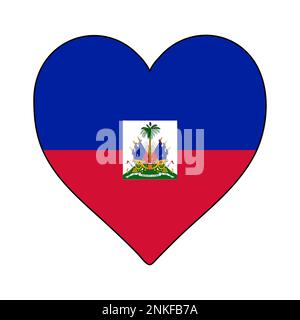 Haiti Heart Shape Flag. Amate Haiti. Visita Haiti. Caraibi. America Latina. Disegno grafico dell'illustrazione vettoriale. Illustrazione Vettoriale