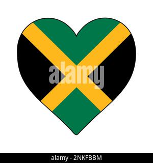Giamaica Heart Shape Flag. Ama la Giamaica. Visita la Giamaica. Caraibi. America Latina. Disegno grafico dell'illustrazione vettoriale. Illustrazione Vettoriale
