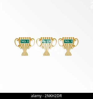 Vincitore unico della coppa del trofeo campione per numero 123 immagine grafica icona logo design astratto concetto vettore stock relativi al torneo o premio Illustrazione Vettoriale