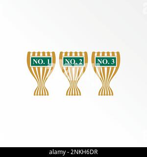 Vincitore unico della coppa del trofeo campione per numero 123 immagine grafica icona logo design astratto concetto vettore stock relativi al torneo o premio Illustrazione Vettoriale