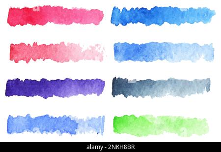 Watercolor striscia pennello colorato arcobaleno tavolozza sfondo vettoriale. Illustrazione Vettoriale