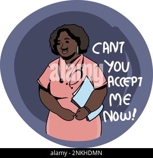 Black Lives Matter, BLM, No Racism, Statement. Giovani afroamericani: Uomo e donna contro il razzismo. I cittadini neri lottano per la parità. Illustrazione Vettoriale