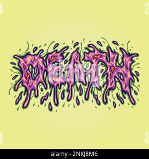 Spoky morte fusione parola scritta a mano testo illustrazioni vettoriali illustrazioni per il vostro logo di lavoro, maglietta di merchandise, adesivi e disegni di etichette, Illustrazione Vettoriale