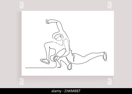 arrabbiato pugno duro combattendo persone una linea di disegno Illustrazione Vettoriale