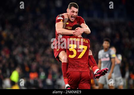 Roma, Italia. 23rd Feb, 2023. ANDREA BELOTTI di AS Roma durante la partita della UEFA Europa League tra AS Roma e il FC Salzburg allo Stadio Olimpico di Roma. (Credit Image: © Gennaro Masi/Pacific Press via ZUMA Press Wire) SOLO PER USO EDITORIALE! Non per USO commerciale! Foto Stock