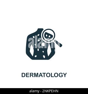 Icona dermatologia. Bianco e nero semplice segno da collezione medica speialista. Icona dermatologica per logo, modelli, web design e infografica. Illustrazione Vettoriale