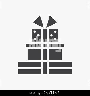 Confezione regalo glyph icona, regali di compleanno Illustrazione Vettoriale