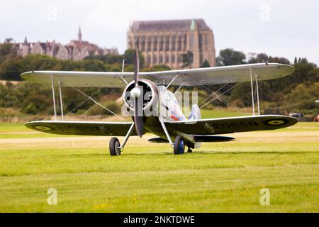 Questo è il Gloster Gladiator II sul display a Shoreham Airshow Shoreham, Aeroporto, East Sussex, Regno Unito. Il 30 agosto 2014 Foto Stock