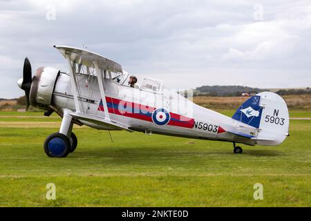Questo è il Gloster Gladiator II sul display a Shoreham Airshow Shoreham, Aeroporto, East Sussex, Regno Unito. Il 30 agosto 2014 Foto Stock