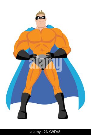 Illustrazione cartoon di un supereroe Foto Stock