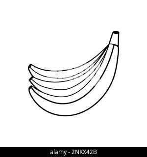 Banana bianca e nera isolata su sfondo bianco. Frutta lineare per libro da colorare Illustrazione Vettoriale