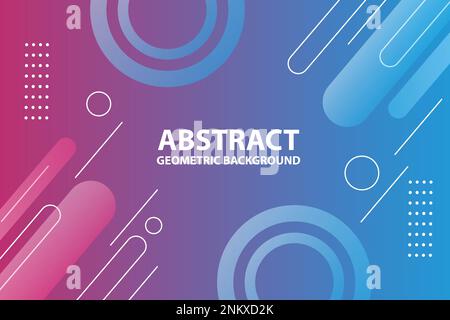 Sfondo astratto della composizione delle forme geometriche. sfondo con forme geometriche a gradiente blu e rosa per banner web, volantino, poster, brochure, copertina Illustrazione Vettoriale