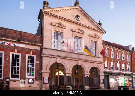 Inghilterra, Dorset, Blandford Forum, la Piazza del mercato e il Municipio Foto Stock