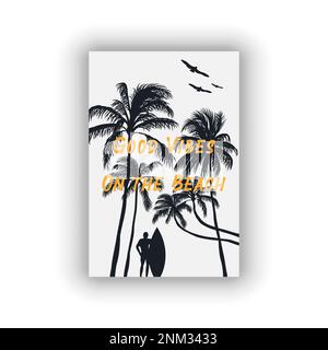 La spiaggia è molto bella. Illustrazione del tema estivo. Modificabile, illustrazione vettoriale. Illustrazione Vettoriale