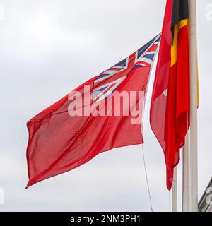 Bandiera britannica del Duster rosso Ensign segno della marina mercantile Foto Stock