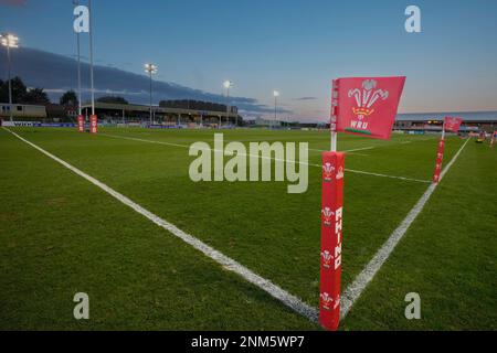 Vista generale dello Stadiwm CSM prima della partita delle sei Nazioni del 2023 U20 Galles vs Inghilterra allo Stadiwm CSM, Colwyn Bay, Regno Unito, 24th febbraio 2023 (Foto di Steve Flynn/News Images) Foto Stock