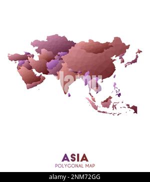 Mappa Asia. attuale mappa del continente di stile polico basso. Illustrazione vettoriale drammatica. Illustrazione Vettoriale