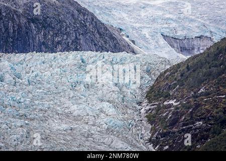 Dettaglio, Pia ghiacciaio, da Pia bay, nel Canale del Beagle (ramo di nord-ovest), PN Alberto De Agostini, Tierra del Fuego, Patagonia, Cile Foto Stock