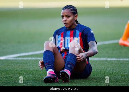 BARCELLONA - FEBBRAIO 6: Geyse in azione durante la Primera Division Femenina League match tra FC Barcelona e Real Betis Balompie al Johan Cruyff Foto Stock