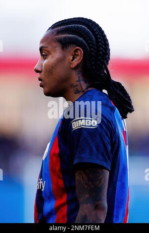 BARCELLONA - FEBBRAIO 6: Geyse in azione durante la Primera Division Femenina League match tra FC Barcelona e Real Betis Balompie al Johan Cruyff Foto Stock