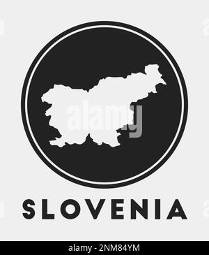 Icona Slovenia. Logo rotondo con mappa del paese e titolo. Distintivo Slovenia elegante con mappa. Illustrazione vettoriale. Illustrazione Vettoriale