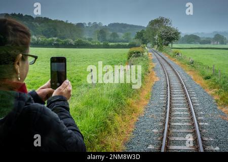 Viaggiatore, Llanfair e Welshpool Steam Railway, Galles Foto Stock