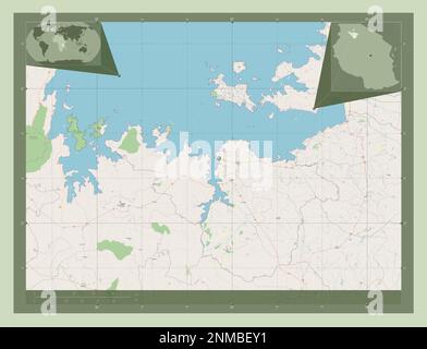 Mwanza, regione della Tanzania. Aprire la mappa stradale. Mappe delle posizioni ausiliarie degli angoli Foto Stock