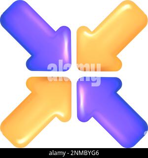 3d icona vettore mesh gruppo di frecce rivolte verso il centro. Designazione destinazione. Mostra oggetto principale o destinazione. Consegna dei modelli banner della merce Illustrazione Vettoriale