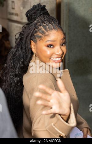 Milano, Italia. 24th Feb, 2023. Halle Bailey è stato visto durante la settimana della moda di Milano Womenswear Autunno/Inverno 2023/2024 a Milano, Italia, il 24 2023 febbraio Credit: SOPA Images Limited/Alamy Live News Foto Stock