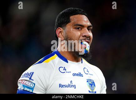 Thomas Mikaele dei Warrington Wolves durante la partita della Betfred Super League al John Smith's Stadium, Huddersfield. Data immagine: Venerdì 24 febbraio 2023. Foto Stock