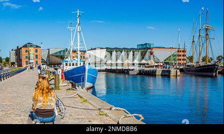 ELSINORE, DANIMARCA – 3 AGOSTO 2018: Una foto dal porto dei traghetti di Elsinore, Danimarca. Foto Stock
