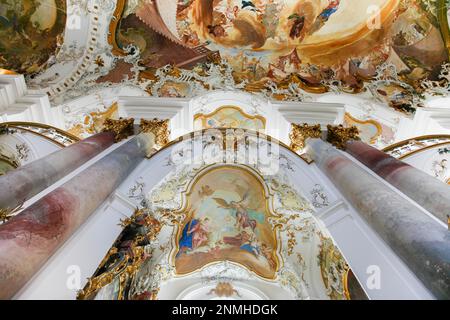 Minster of our Lady, affreschi del soffitto, pittura del soffitto, arte sacra, tardo barocco, Abbazia di Zwiefalten, chiesa parrocchiale, chiesa di pellegrinaggio, sacro Foto Stock