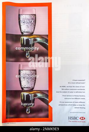 Pubblicità bancaria HSBC in una rivista NatGeo Dicembre 2006 Foto Stock