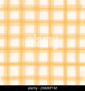 Giallo acquerello disegno a mano Cottagecore Gingham modello senza cuciture Vector Illustrazione Vettoriale