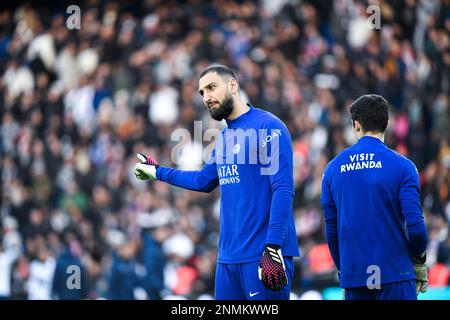 Gianluigi DONNARUMMA, portiere, durante la formazione pubblica della squadra di calcio Paris Saint-Germain (PSG) il 24 febbraio 2023 allo stadio Parc des Princes di Parigi, Francia. Foto di Victor Joly/ABACAPRESS.COM Foto Stock