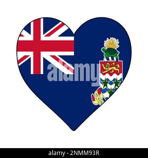 Isole Cayman Heart Shape Flag. Amate le Isole Cayman. Visita le Isole Cayman. Caraibi. America Latina. Disegno grafico dell'illustrazione vettoriale. Illustrazione Vettoriale