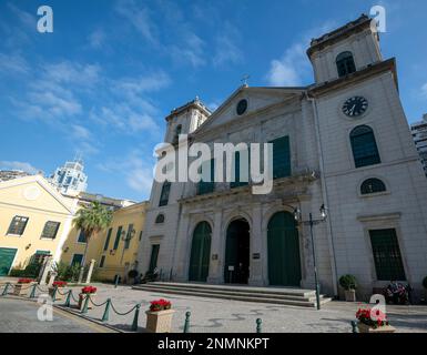 La Cattedrale di Macau, conosciuta anche come Cattedrale della Natività di nostra Signora, è dichiarata patrimonio dell'umanità dall'UNESCO. Macao, Cina. Foto Stock