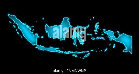 indonesia mappa blu bagliore design futuristico Foto Stock
