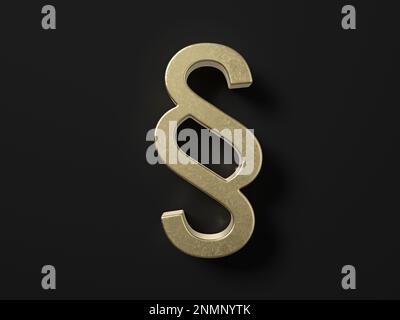 Simbolo della sezione dorata su sfondo nero. illustrazione 3d. Foto Stock