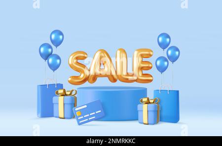 3D Grande sconto vendita banner design Illustrazione Vettoriale