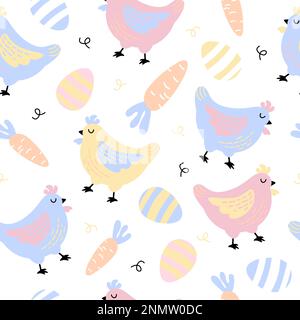 pasqua modelli di pollo pasqua uova primavera Illustrazione Vettoriale