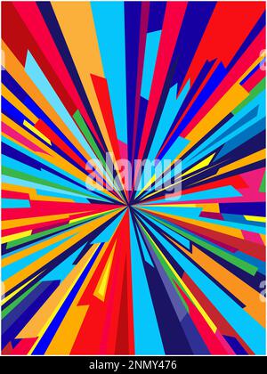 Astratto dinamico colorato raggi Starburst radiante sfondo texture modello di design. Illustrazione Vettoriale